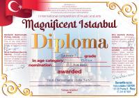 Лауреат I степени Международного конкурса "Magnificent Istanbul", Турция 2021